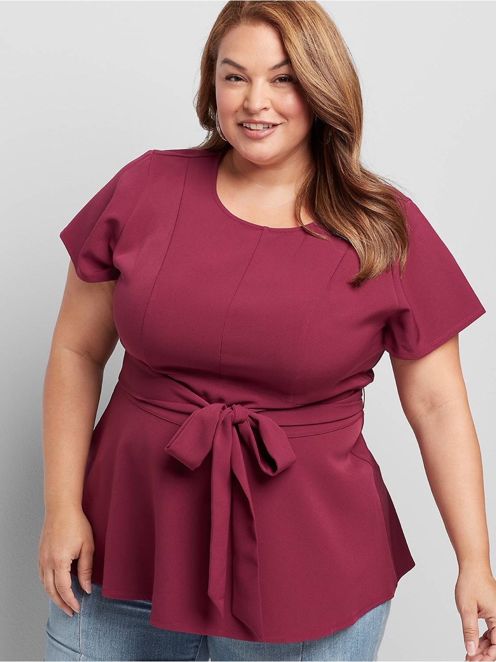 NWT Lane Bryant Short-Sleeve Crewneck Lena Top, Size 20, Mysterious Purple
